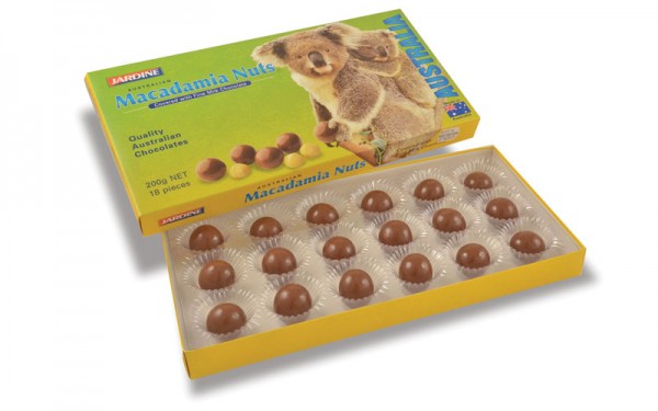 Jardine Australian Macadamia Nuts in Milk chocolate - 200g box